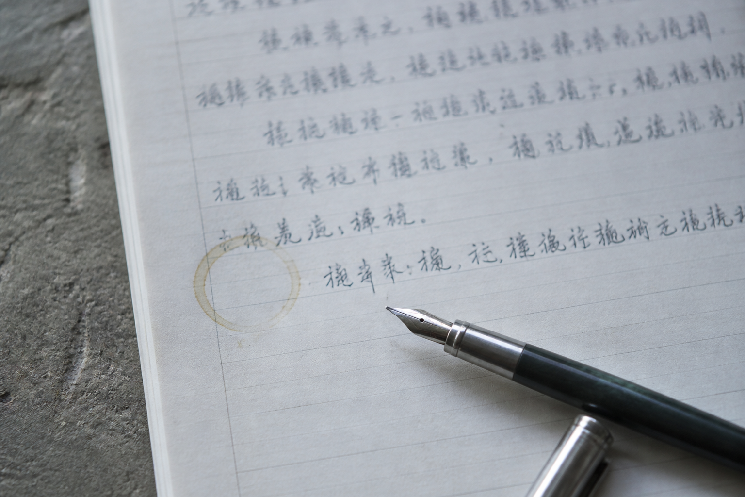 钢笔与打开的笔记本